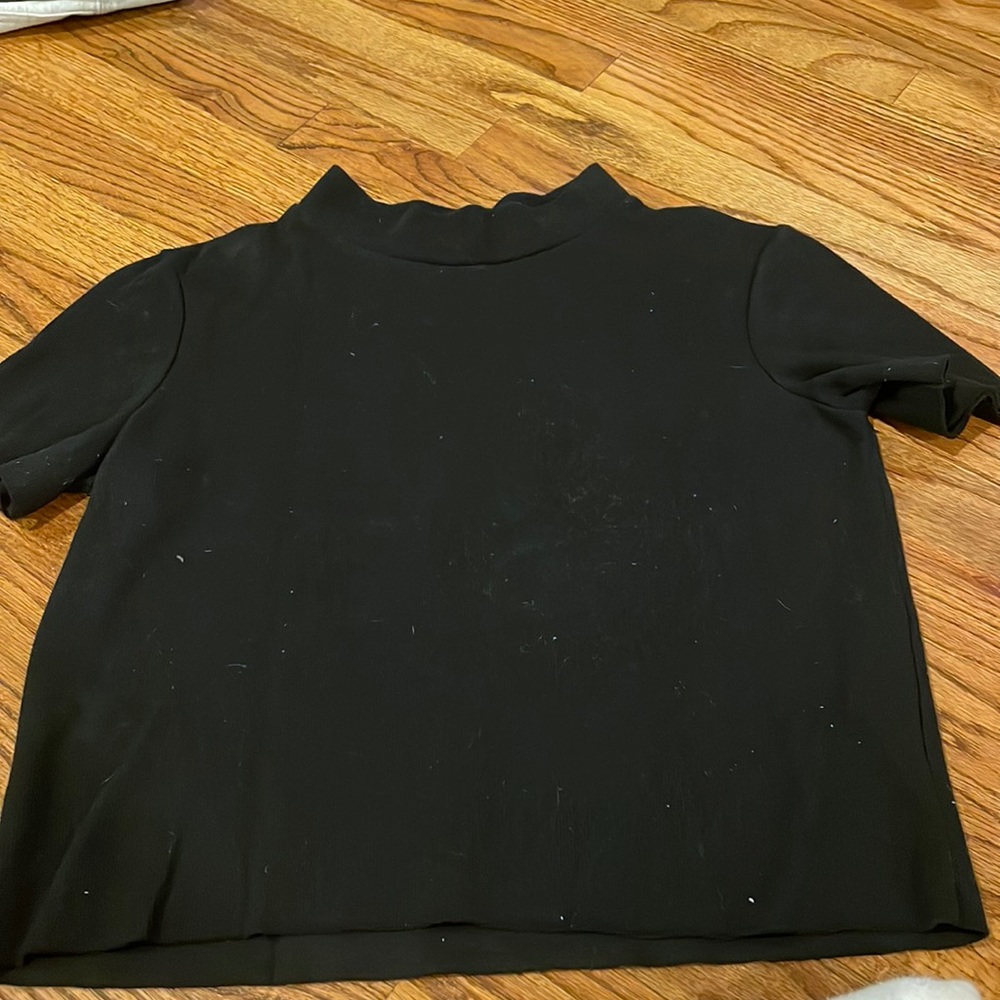 Zara black crop top mock neck sweater top
